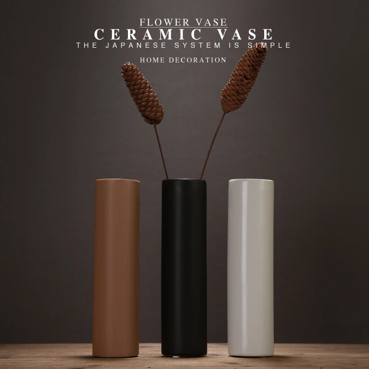 Простая Современная матовая черная керамическая художественная ваза для
