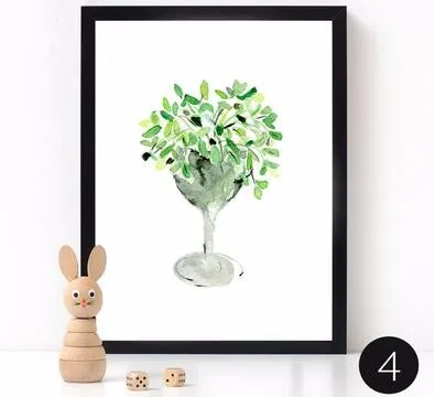 Северные деревенские зеленые растения современное искусство картина маслом