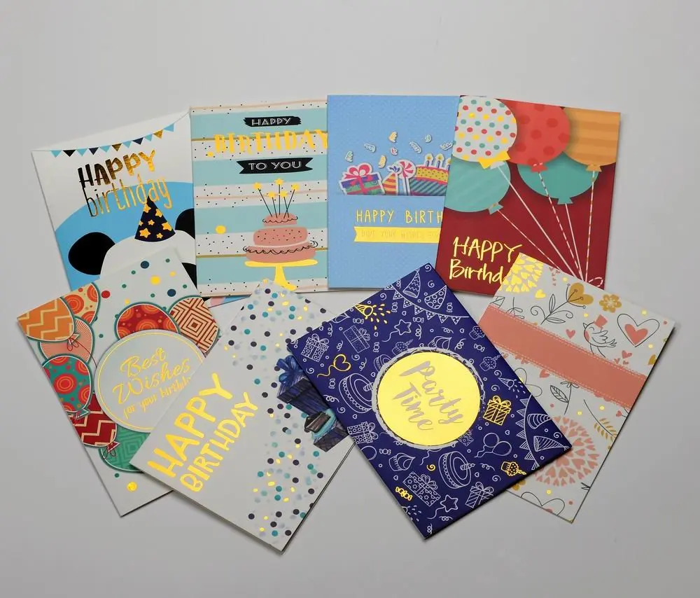 Набор открыток на день рождения Joyovo 40 пачек разных с золотыми украшениями