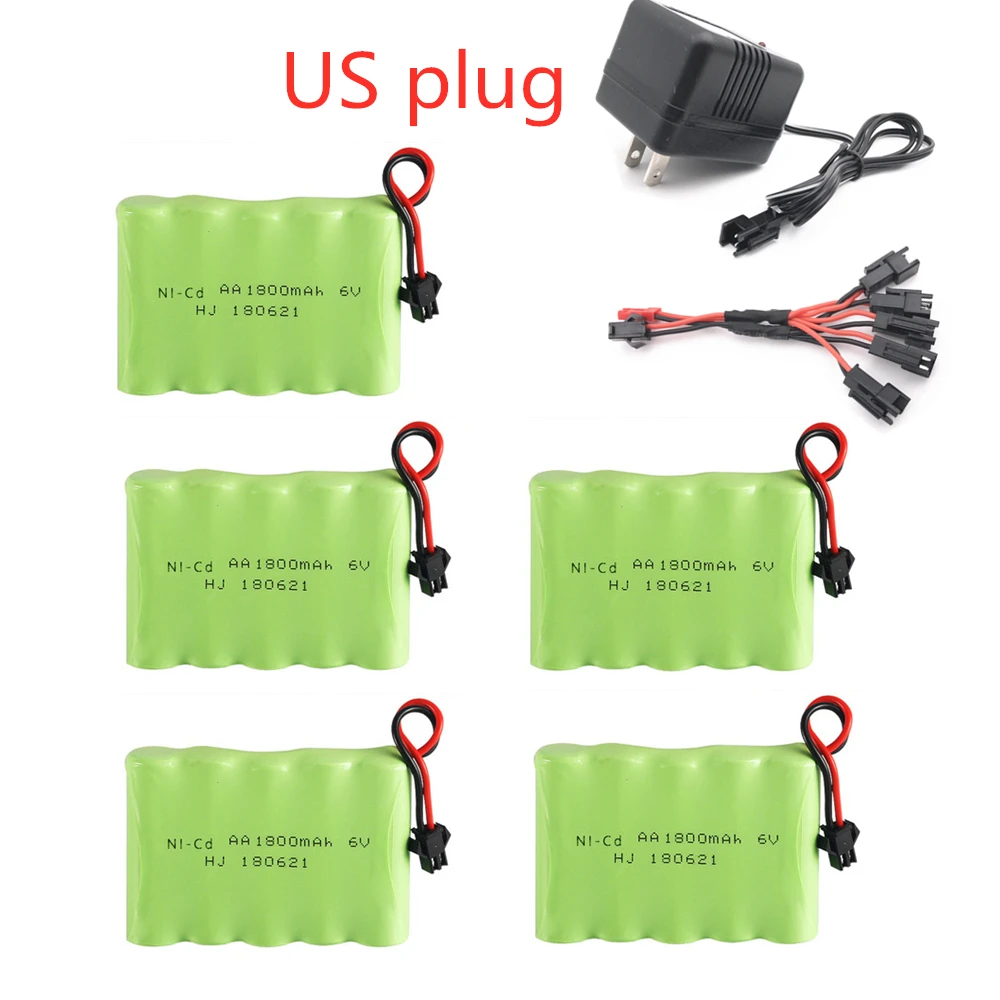 Ni CD аккумулятор 6V 1800mAh с зарядным устройством для RC игрушечного автомобиля лодки