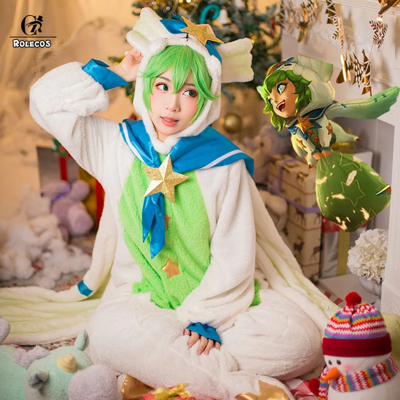 ROLECOS LOL Лулу Косплей костюмная Пижама Звездная защитница Косплэй игры Костюм Для