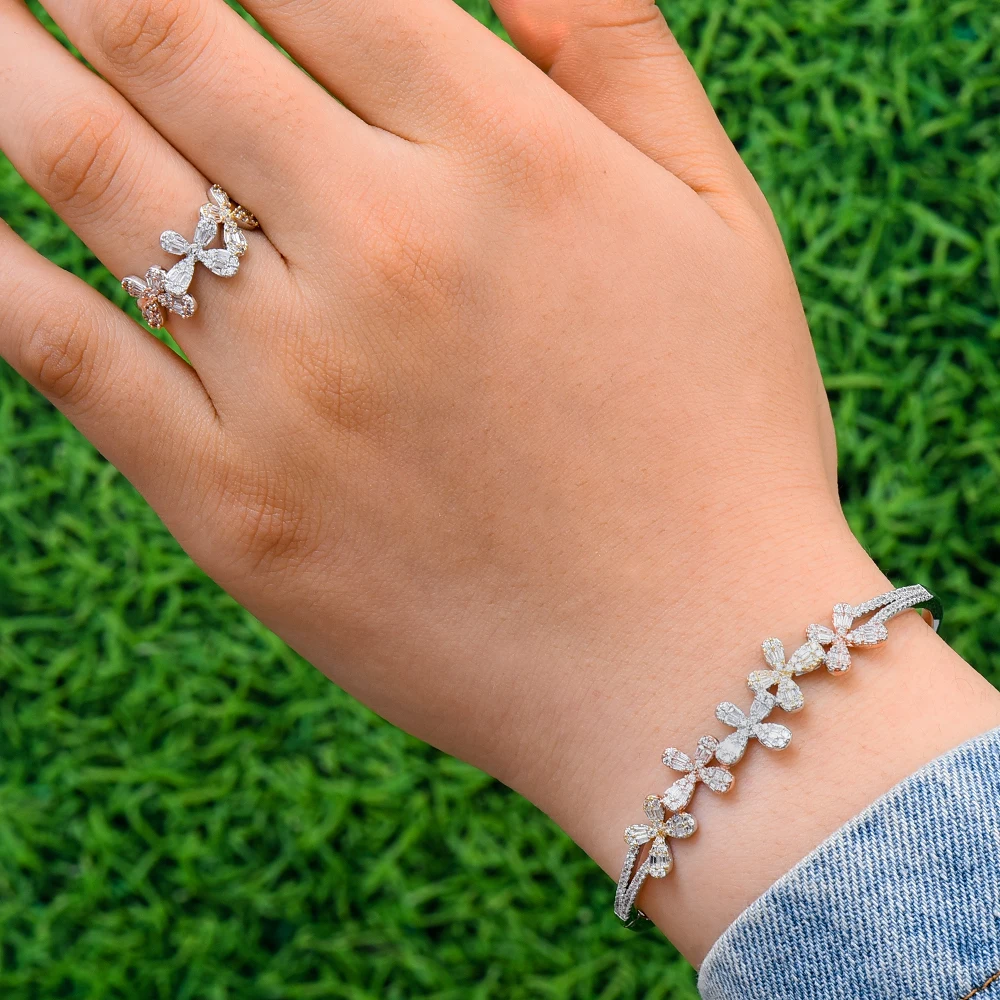 GODKI Роскошный цветок Аравия браслет кольцо наборы ювелирных изделий для женщин