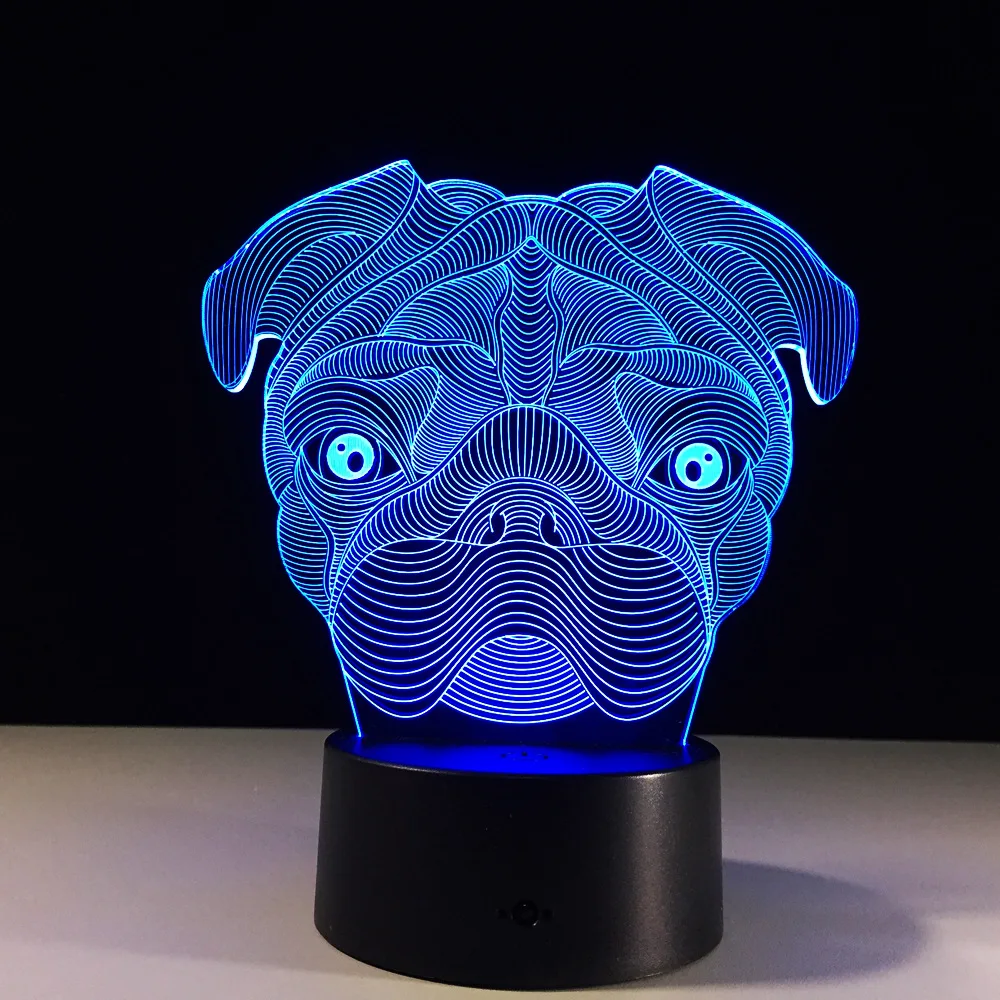 Shar Pei Dog 7 Color Lamp 3d Visual Led Night Lights For Kids Touch Usb Table Lampara Lampe Baby Sleeping Nightlight | Освещение