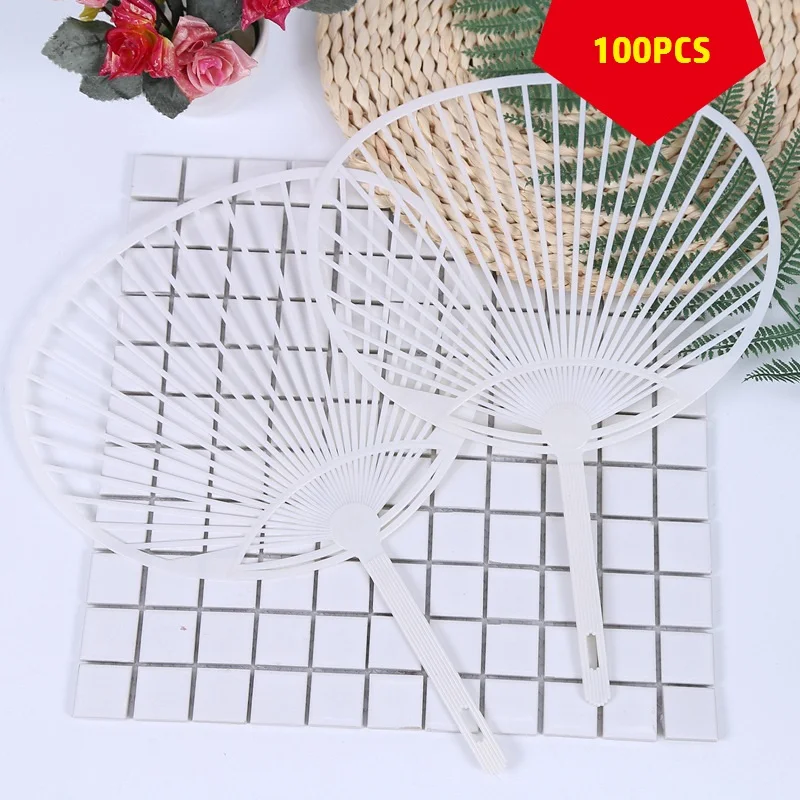 100 шт Большой DIY пустой ручной вентилятор ручка аксессуары рекламная реклама Пластиковые вентиляторы ручки оптом 24*33 см