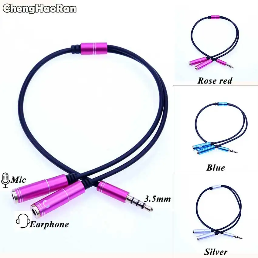ChengHaoRan 3 5 мм разъем для наушников + аудио разветвитель микрофона позолоченный Aux