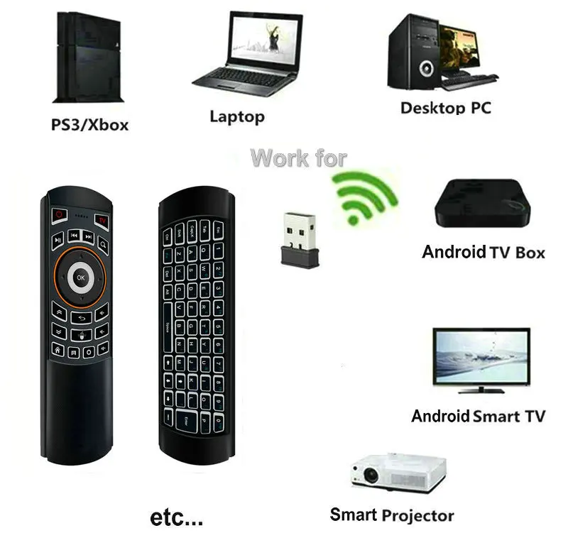 Tikigogo Подсветка X6 2 4G с гироскопом и сенсорной мышью полный Qwerty клавиатура лицевой