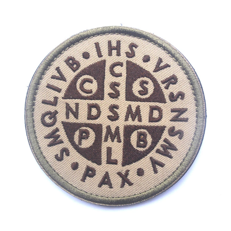 Патчи с крестом Святого Бенедикта сгоревшая бронза католическая св. 3D армия США