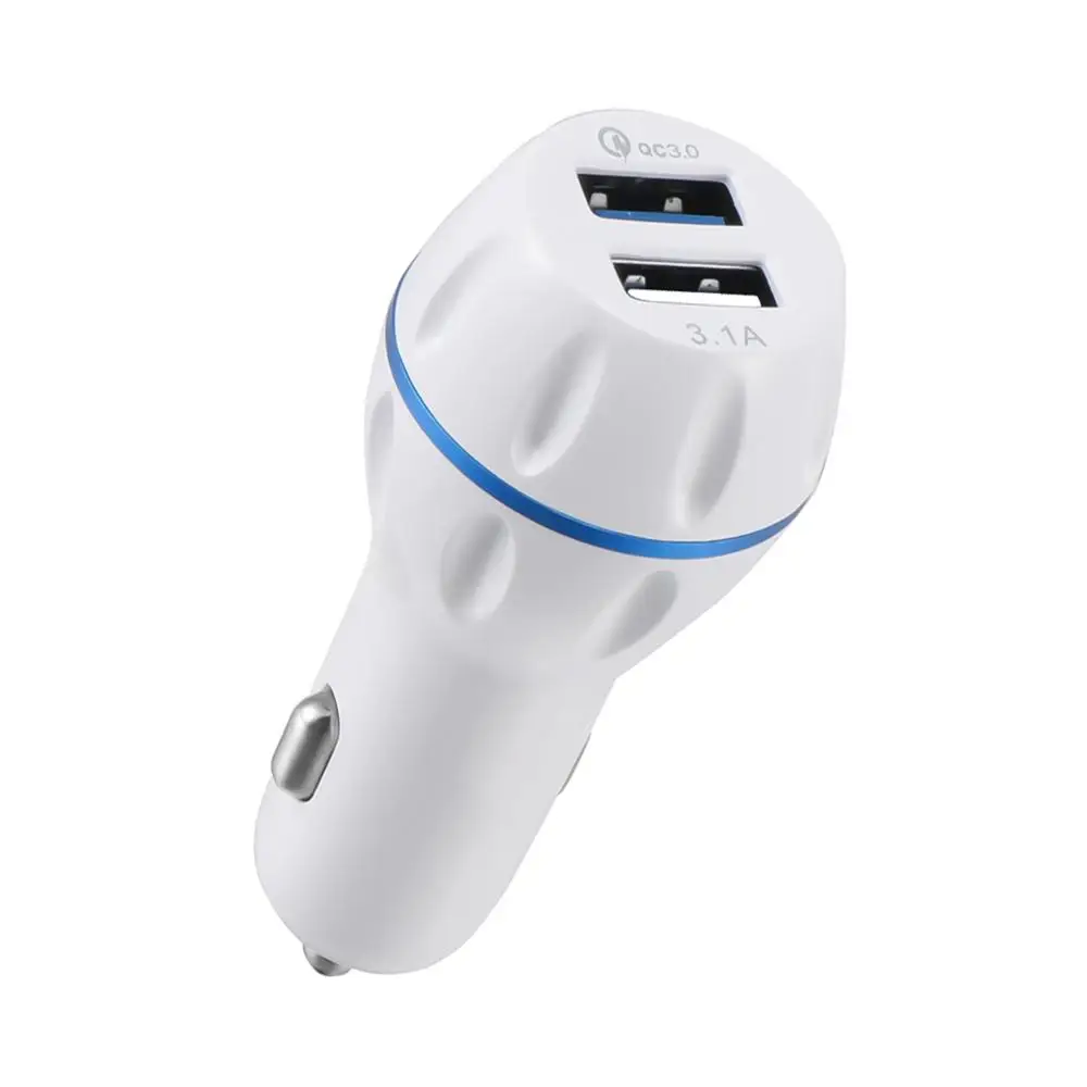 Ankndo устройство для автомобиля с двумя портами USB Зарядное устройство QC3.0 QC2.0 Быстрая зарядка 2-Порты и разъёмы телефона автомобиля-Зарядное устройство Автомобильный адаптер USB 5V3. 1A Универсальный автомобильный адаптер для зарядного устройства - Тип штекера: white car charger