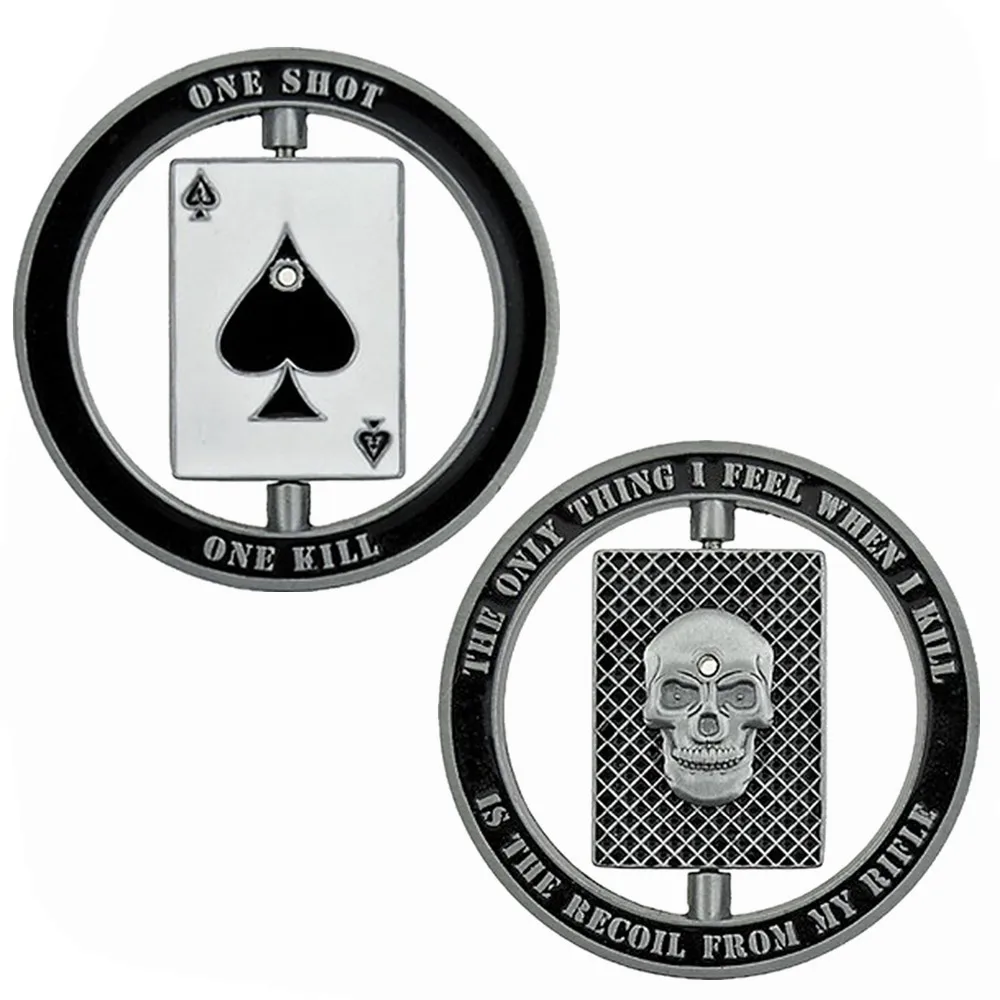A Снайперский One Shot One Kill Спиннер-Череп Военный вызов монеты, памятные монеты, 1 шт - Цвет: A