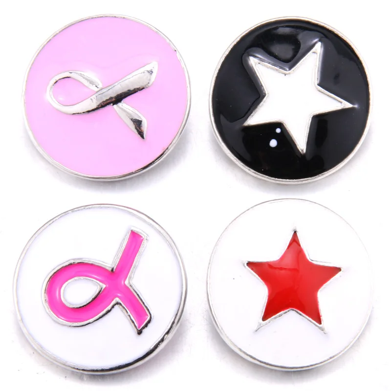 

2019 New 10pcs/lot Mix Pentagram Cancer 18MM Snap Button Jewelry Fit Snap Bracelet Bangle Earrings Necklaces DIY Snap Jewelry