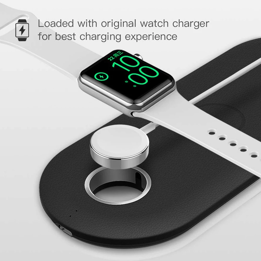 3 в 1 QI Беспроводное зарядное устройство для Apple Watch 5 2 3 4 серии AirPods 2 iPhone X 8 Plus XS 11 Max XR быстрая Беспроводная зарядная док-станция