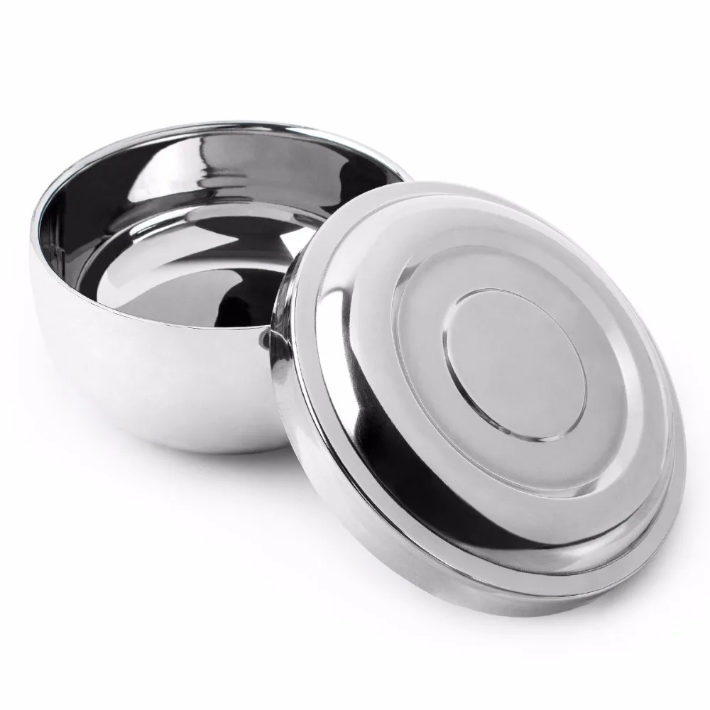 QSHAVE миска для мыла из нержавеющей стали с двойным краем подставка бритвы и кистей