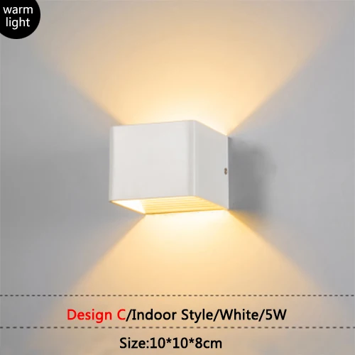 Design C(White Body) Светодиодный настенный светильник с регулируемой яркостью и водонепроницаемостью, современный настенный светильник для наружного или внутреннего использования, алюминиевый регулируемый настенный светильник - Цвет абажура: Design C(White Body)