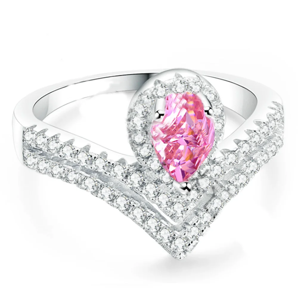 Яйи Модные женские ювелирные изделия кольцо 2CT розовый циркон CZ цвета: золотистый