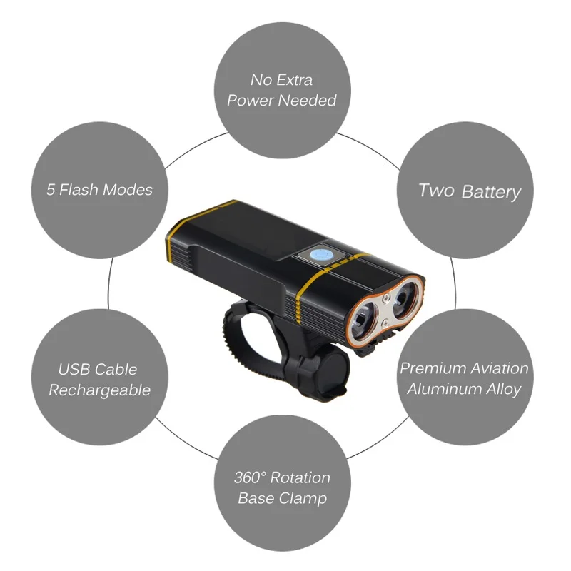 USB Перезаряжаемые передняя фара для велосипеда вспышка светильник 8000LM головной