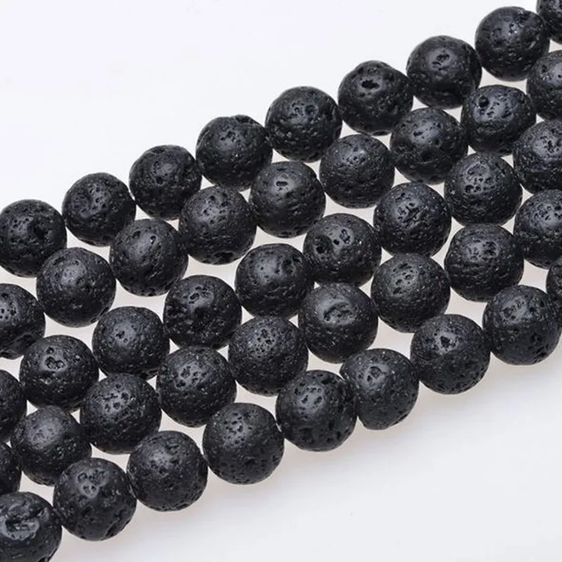 Nature Lava Stone Beads Round Volcanic-Stone Bracelets 4MM 6MM 8MM 10MM 12MM 14MM Black Color DIY Jewelry Wholesale | Украшения и
