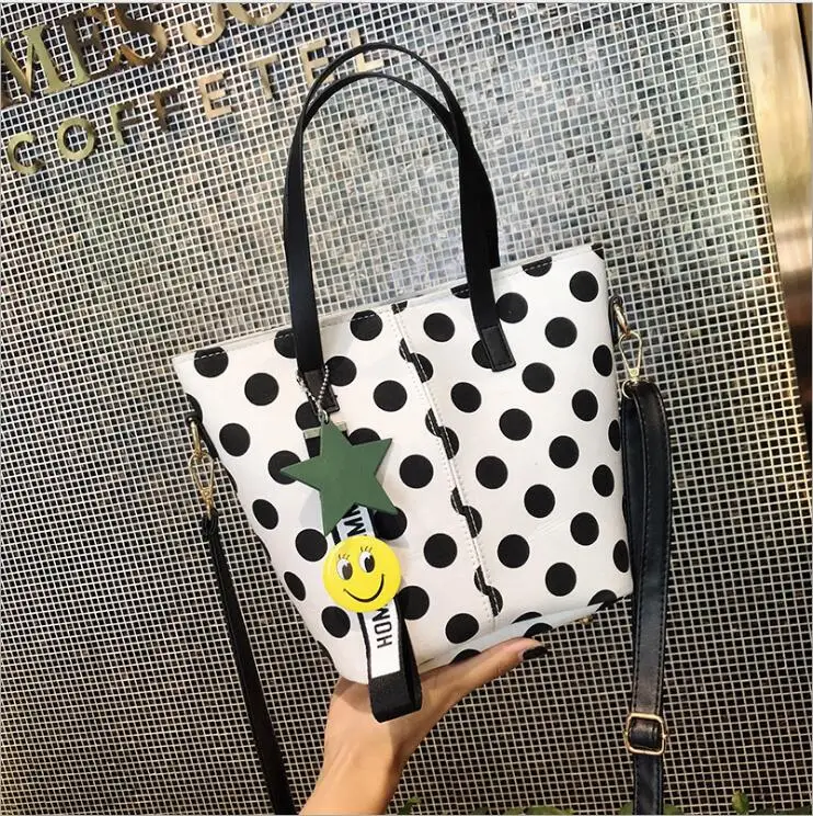 Модная простая женская сумка в горошек повседневная женские сумки на плечо через