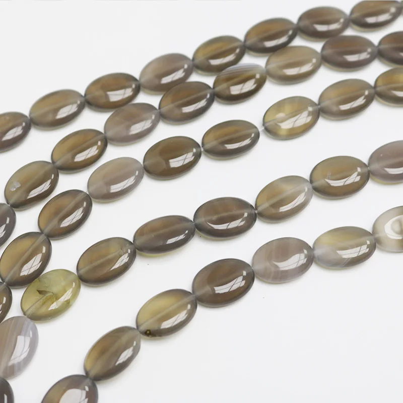 Горячая Распродажа талисманы Овальный Форма Серый Камень Бисер 13X18mm создан