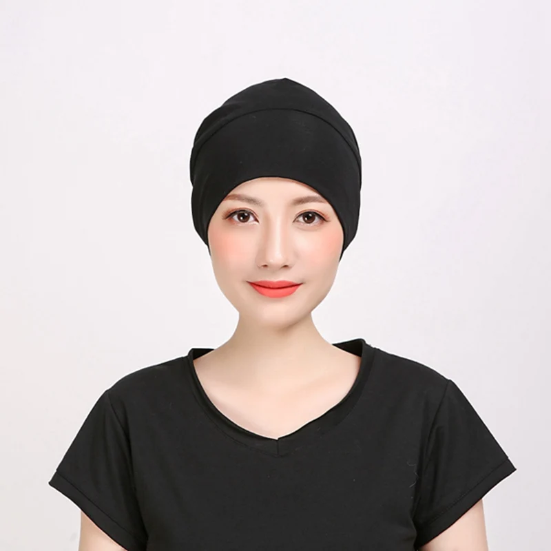1 шт. Женские Дышащие шляпы для химиотерапии для мужчин Skullies& Beanies унисекс от рака выпадения волос спальные шапки DAJ9370 - Цвет: Black