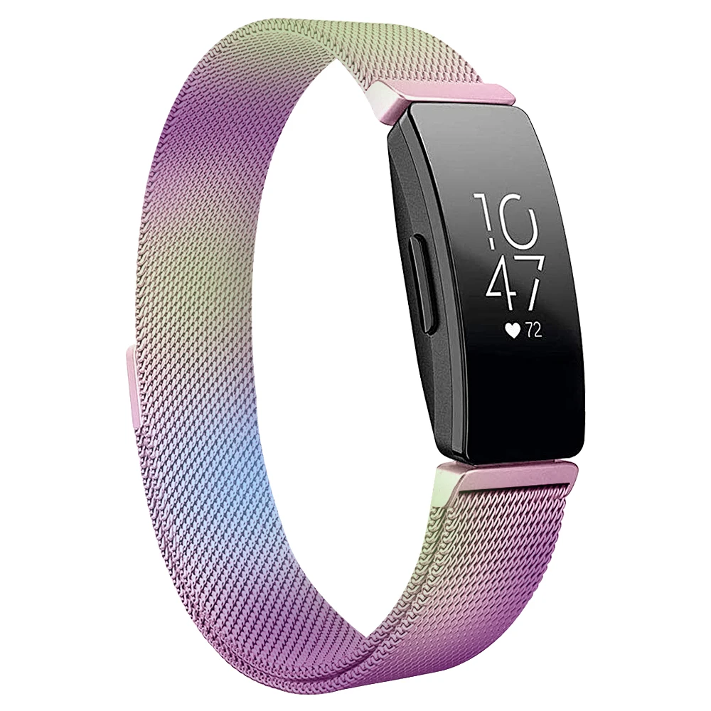 Мода из нержавеющей стали c радужным миланским ремешком для Fitbit Inspire/Inspire