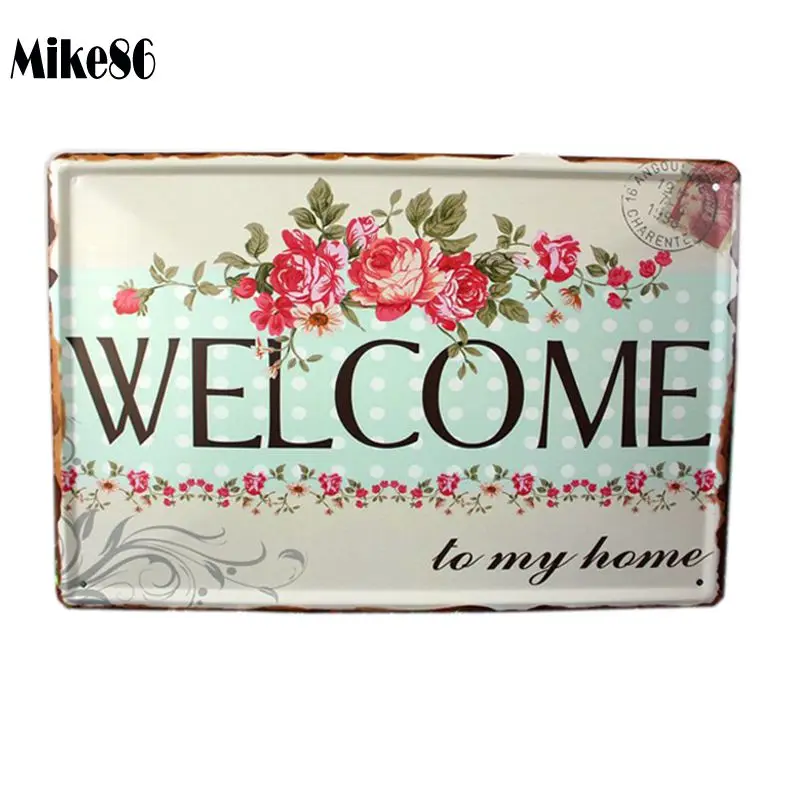 [Mike86] добро пожаловать цветок металлическая роспись настенный магазин кафе бар