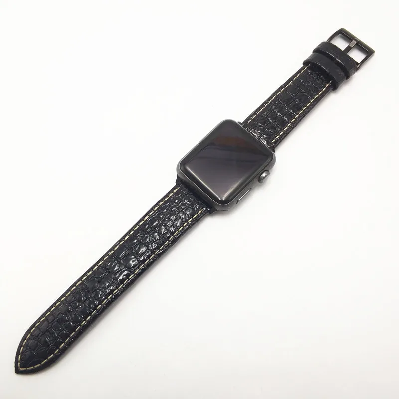 AKGLEADER Крокодил зерна пояса из натуральной кожи часы ремешок для Apple Watch серии 1 2 3 4 iWatch ремешки наручных часов
