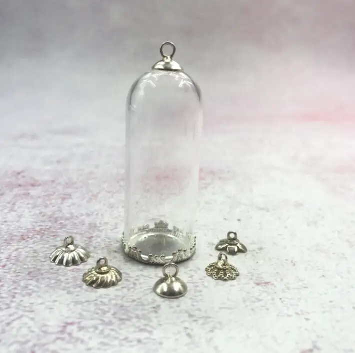 5 шт./лот 50x20 мм трубчатая стеклянная купольная крышка база бусины колпачок набор