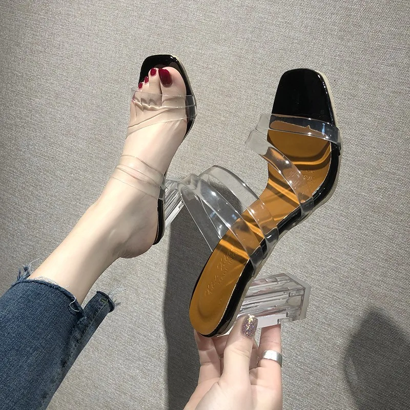 Прозрачные летние босоножки Женская обувь Женские однотонные повседневные