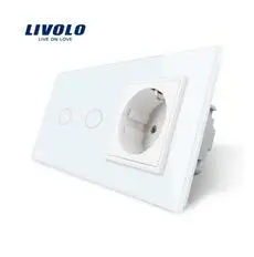 White Livolo 16A ЕС стандартный настенный Мощность розетка с сенсорным выключателем, AC220~ 250 V, белый, с украшением в виде кристаллов Стекло Панель, VL-C702-11/VL-C7C1EU-11 - Тип: White