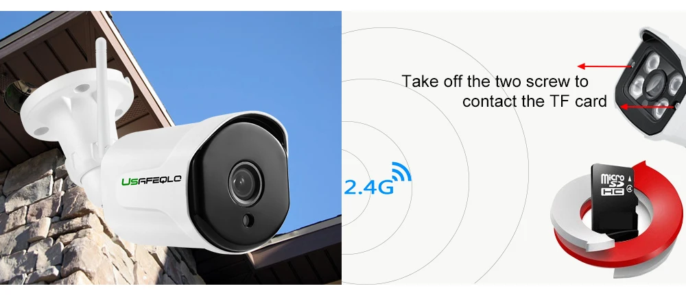 USAFEQLO 5MP HD H.265 Всепогодная WiFi беспроводная наружная IP камера видеонаблюдения с ИК ночного видения iCSee APP