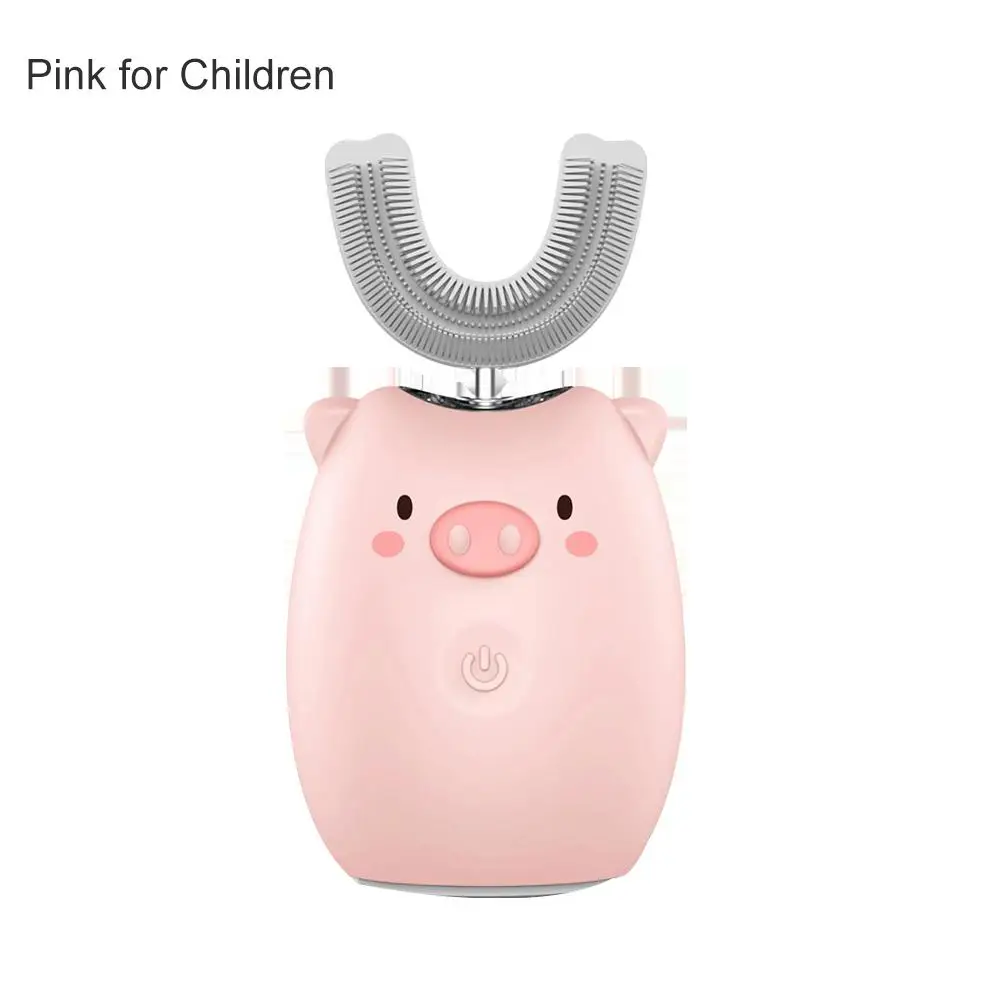 

Children's Electric Toothbrush Cartoon Blu-ray Whitening Teeth Brush Rechargeable Waterproof Mouth-mounted U-shaped Toothbrush