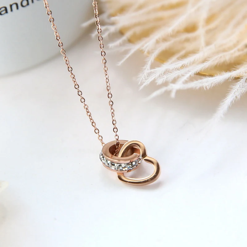 Ювелирное ожерелье из титановой стали Circle Love модное с подвеской в виде ключицы