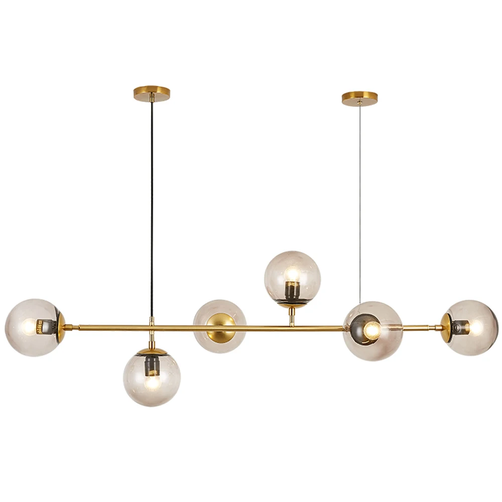 Horizontal Globe Glass ball led Chandeliers Industrial Edison Chandelier Fixture Nordic Modern Chandelier Lighting Handing Lamp E27 - Lampshade Color: Horizontal