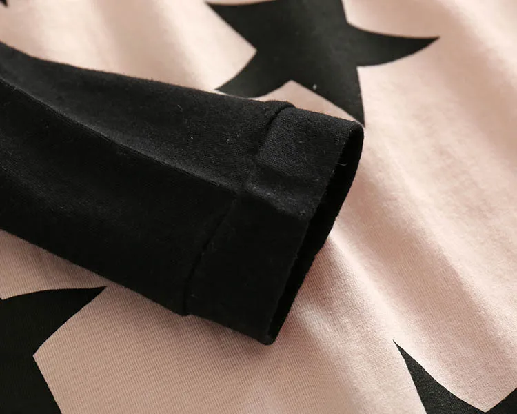 Five-pointed Star Print Baby Romper Long Sleeve O-neck 100% Cotton Soft Boy Girl Costume Black White Pink 6-24M Onesie 2019 | Мать и