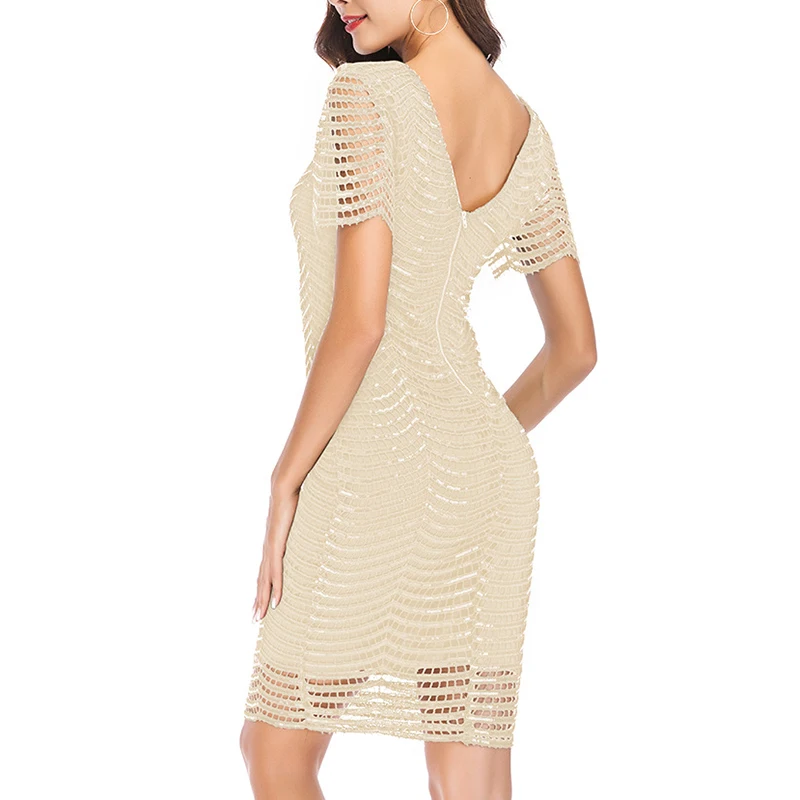 2018 Новая горячая Распродажа Для женщин Bodycon платье v образным вырезом по колено