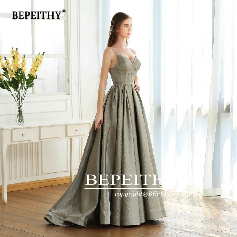BEPEITHY винтажное длинное блестящее вечернее платье, элегантные вечерние платья с v-образным вырезом, Новые блестящие платья для выпускного вечера, Длинные