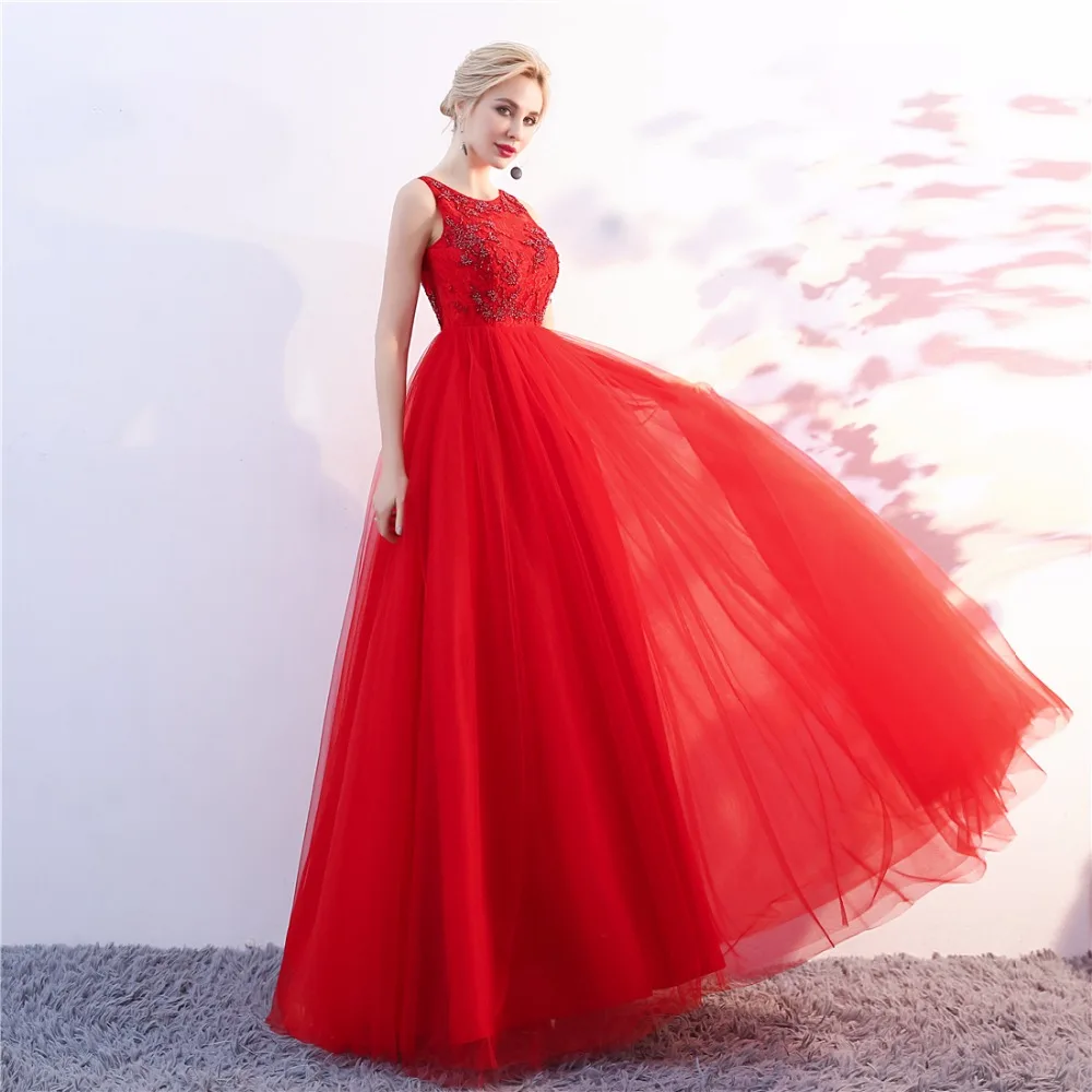 Real Image A Line Long Evening Dress Beadings Crystal Bodice Open Back Party Elegant 2018 Vestido De Festa New Prom Gowns | Свадьбы и