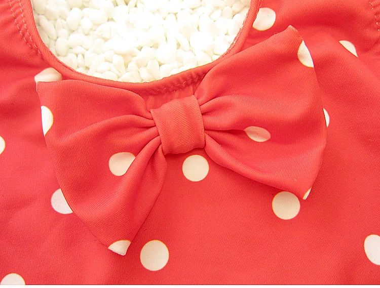 Милый слитный купальный костюм в горошек для девочек Модный Купальник летнее