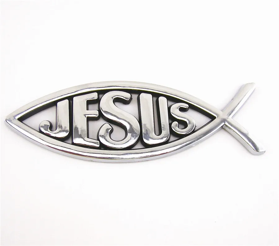 3D серебро/красный/золото/Синяя Рыбка с надписью Jesus эмблемы христианский символ стикер автомобиля