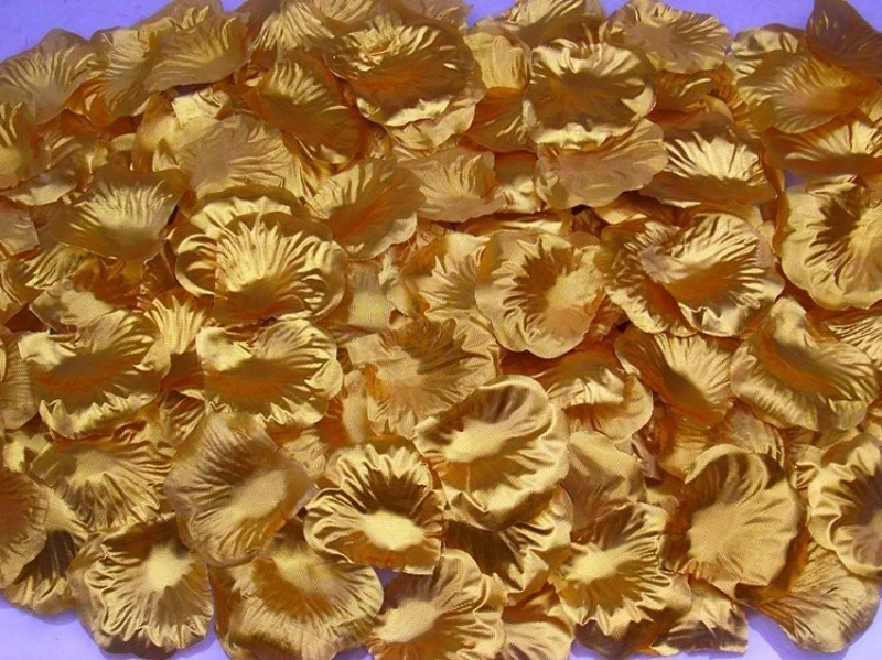 Золотистые искусственные шелковые лепестки роз украшения для свадебной