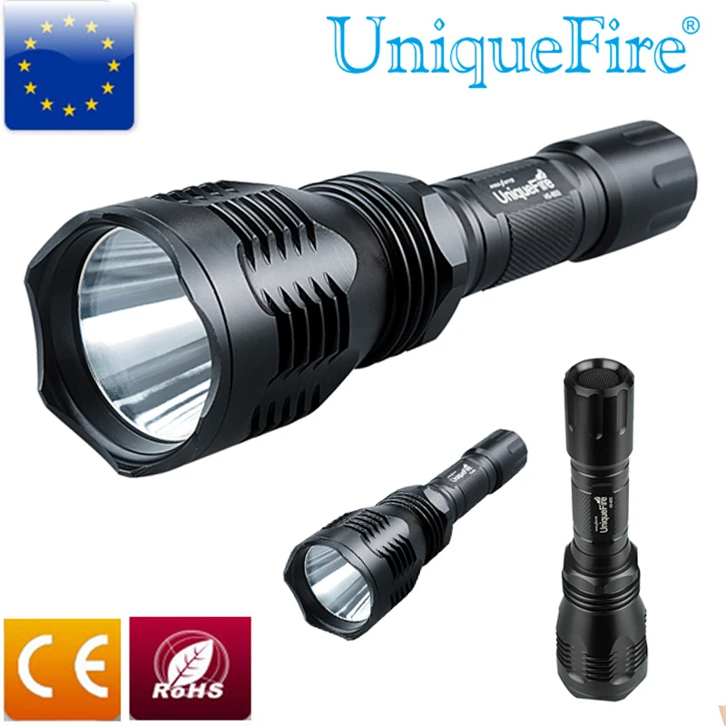 

Uniquefire 1200LM Flashlight UF-HS-802 XM-L2 5 Mode Black Torch Tempered Glass Lens Long Range Lamp Lanterna Shockproof