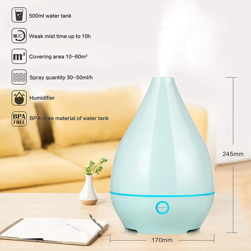 Эфирное масло диффузор 500 мл ультразвуковой холодный увлажнители воздуха