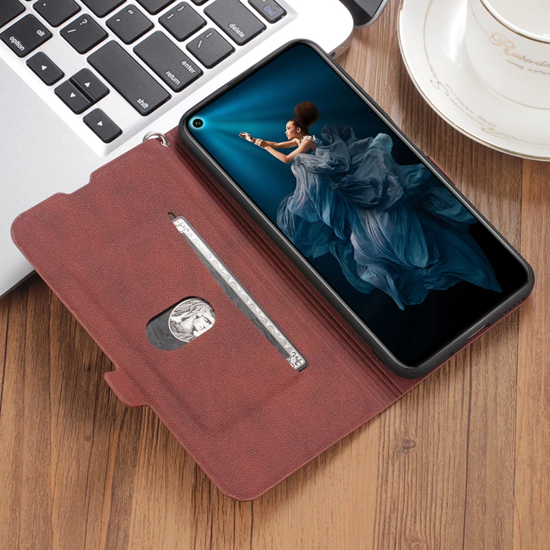 For Huawei Honor 20 Magnetic Vintage Flip Wallet Stand Leather Case Pro Pattern cover Soft Silicone case strap Bags | Мобильные