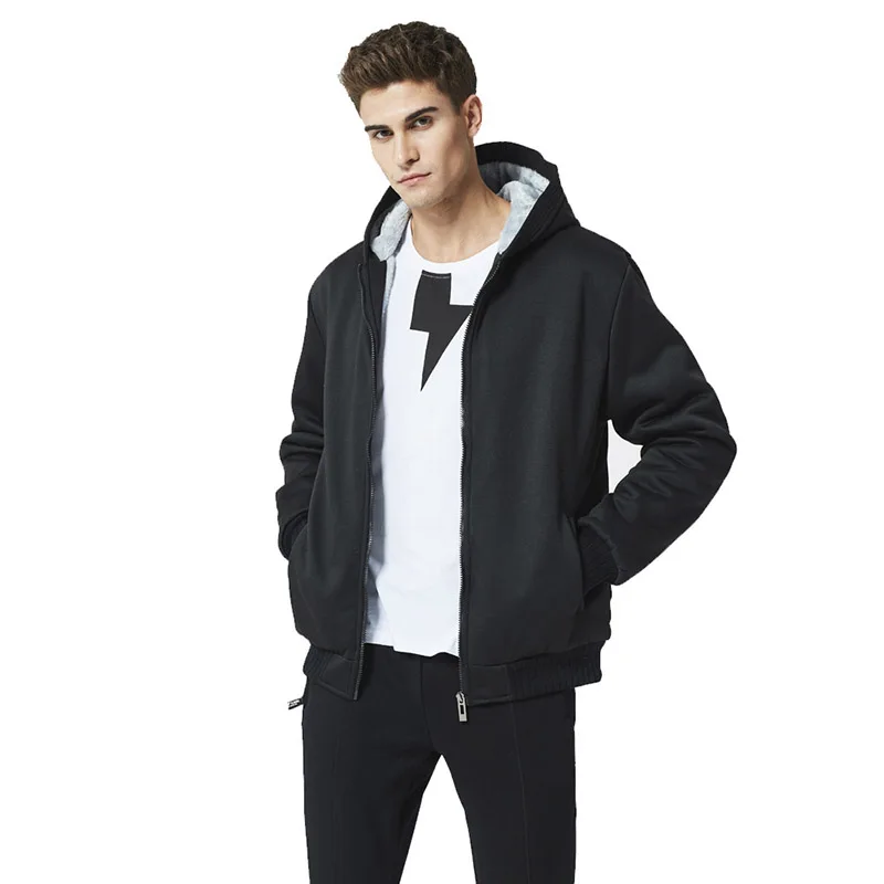 

Mens Hoody Plus Velvet Thicken Warm Sweatshirts Male Solid Cardigan Zipper Hooded Hoody Winter Casual Plus Size Outerwear WY170