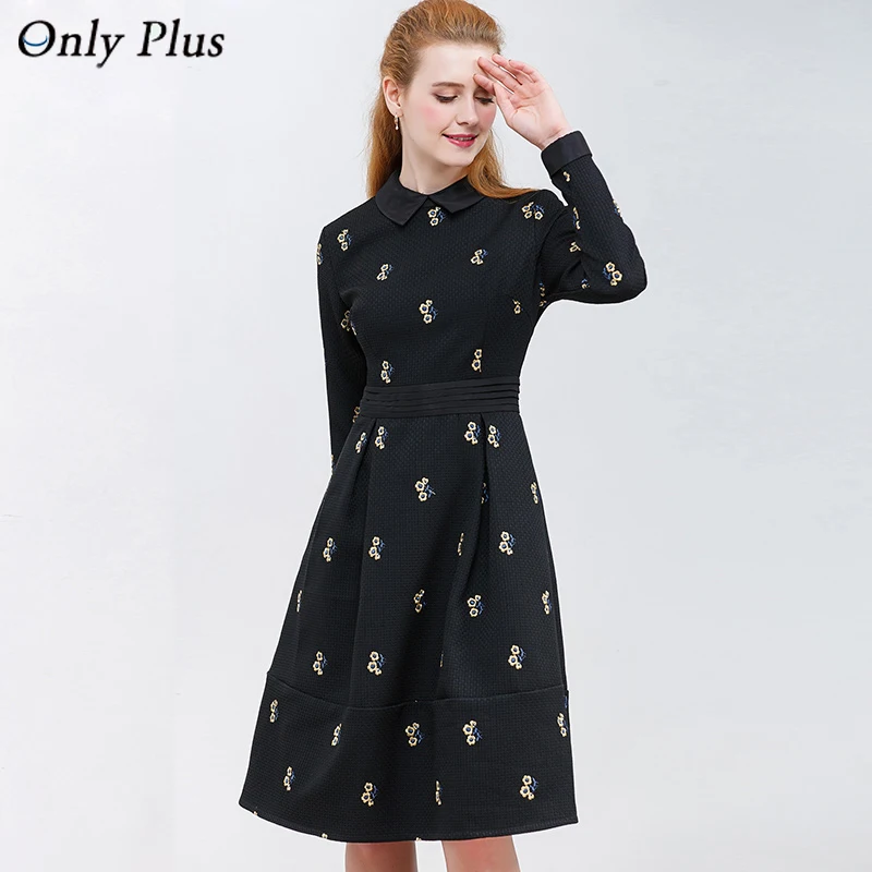 Onlyplus винтажные черные длинные платья с вышивкой женские повседневные весенние