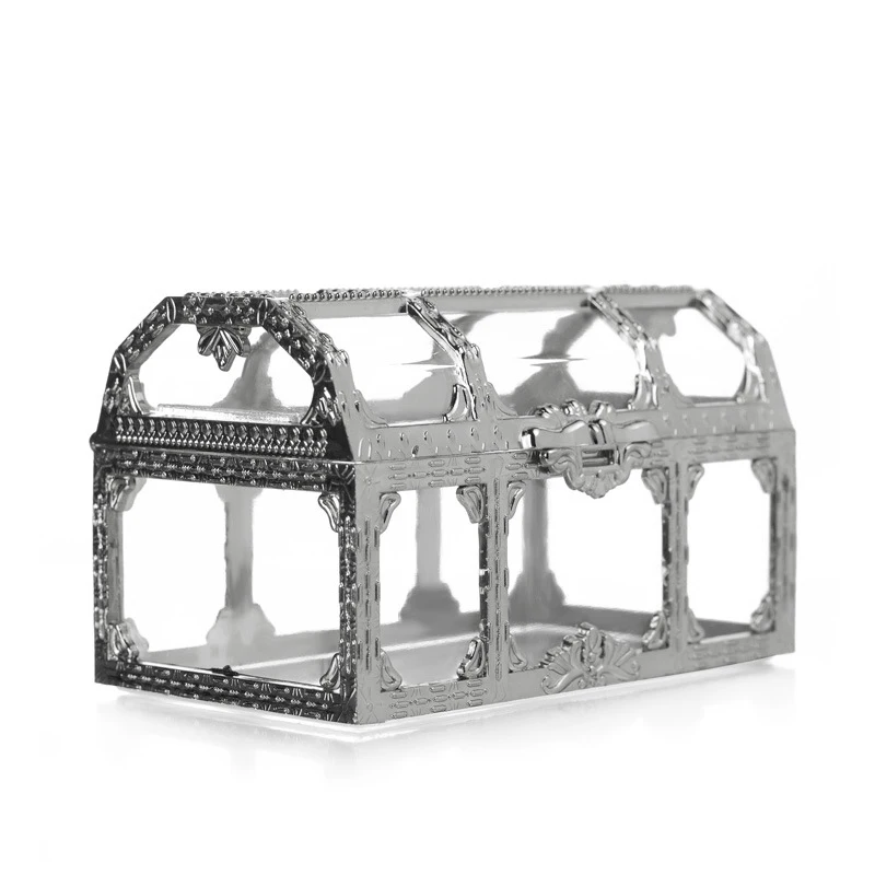 Silver Портативная коробка для конфет, Европейский полый Золотой Серебряный сундук с сокровищами, Ювелирное кольцо, ожерелье, чехол для переноски, органайзер, коробка для хранения - Цвет: Silver