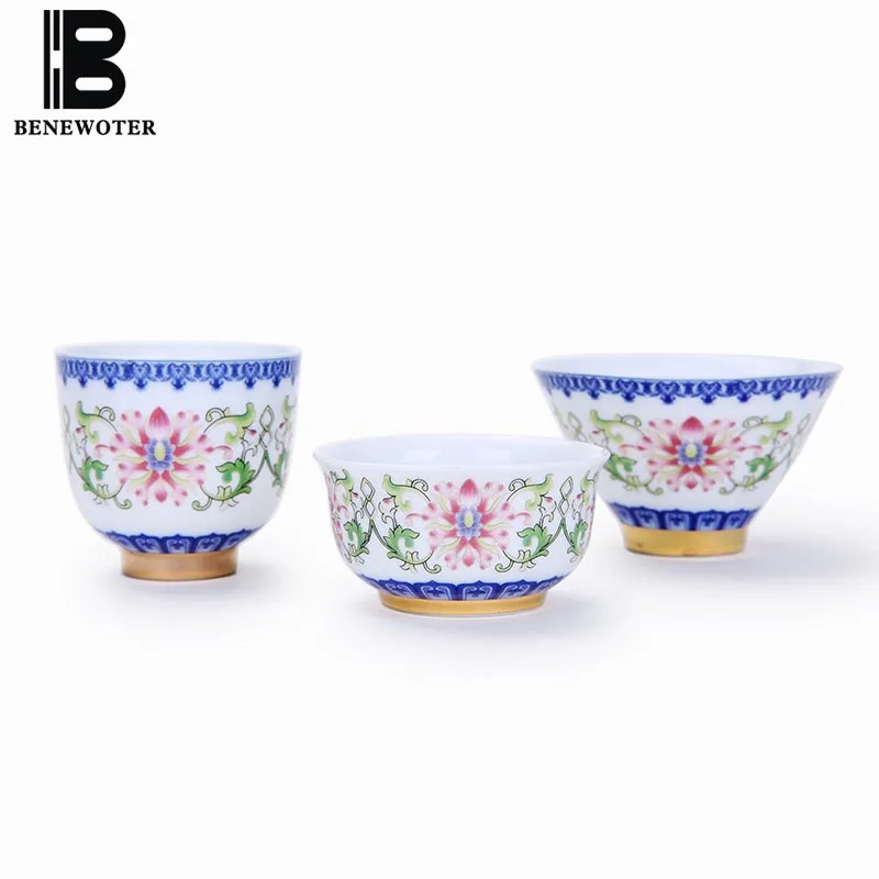 65 мл Цзиндэчжэнь Винтаж ручная роспись для всей семьи розовый пастельный сине