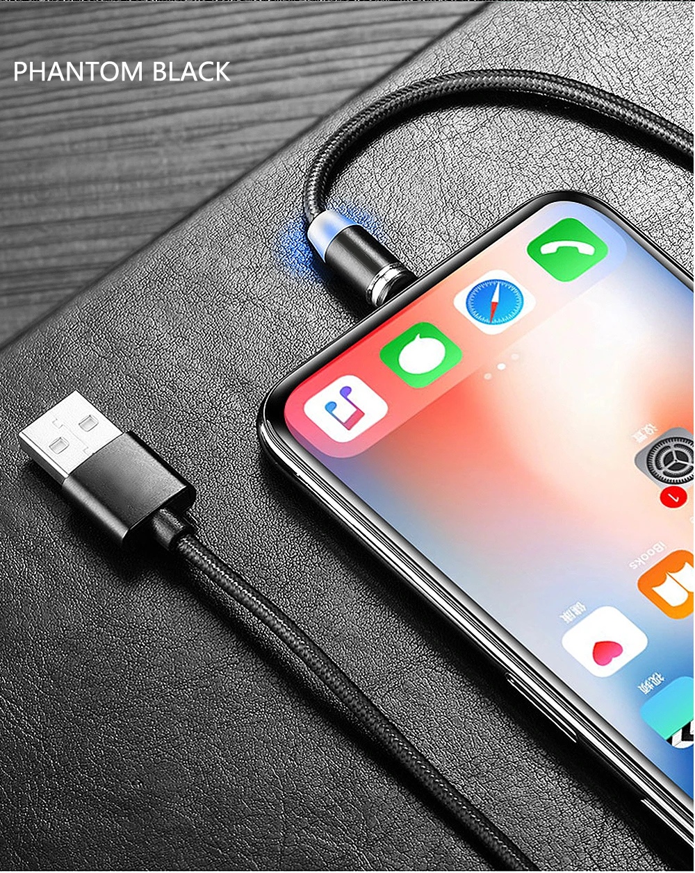 FBYEG Магнитный светодиодный кабель Micro usb type C телефонный кабель для iphone X Xr Max Xs 1 м 2 м 2A Быстрая зарядка Магнитный зарядный кабель