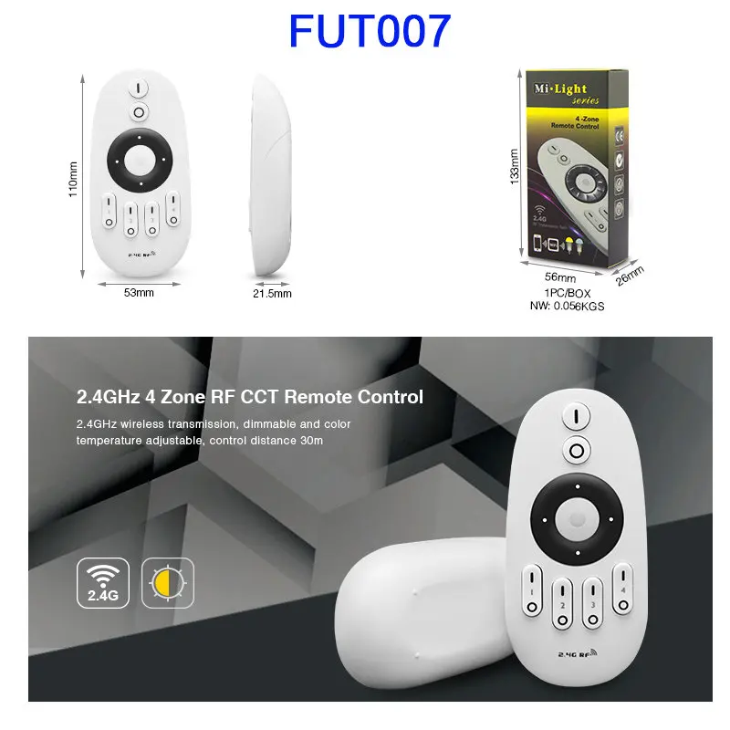Miboxer 2,4G RGB CCT RGBWW Беспроводной RF пульт дистанционного управления FUT091/FUT092/FUT095/FUT096/FUT098/FUT005/FUT006/FUT007/FUT089 - Цвет: FUT007