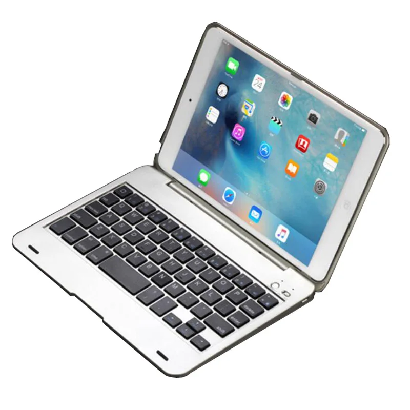 silver Беспроводная Bluetooth клавиатура для IPad Mini 1 2 3 полный корпус защитный портативный чехол клавиатура с подставкой настроить Русский/Английский - Цвет: silver